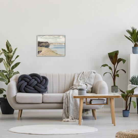 Stupell Industries Still Morning Oceanside Cliffs and a Sailboat Painting Framed Wall Art